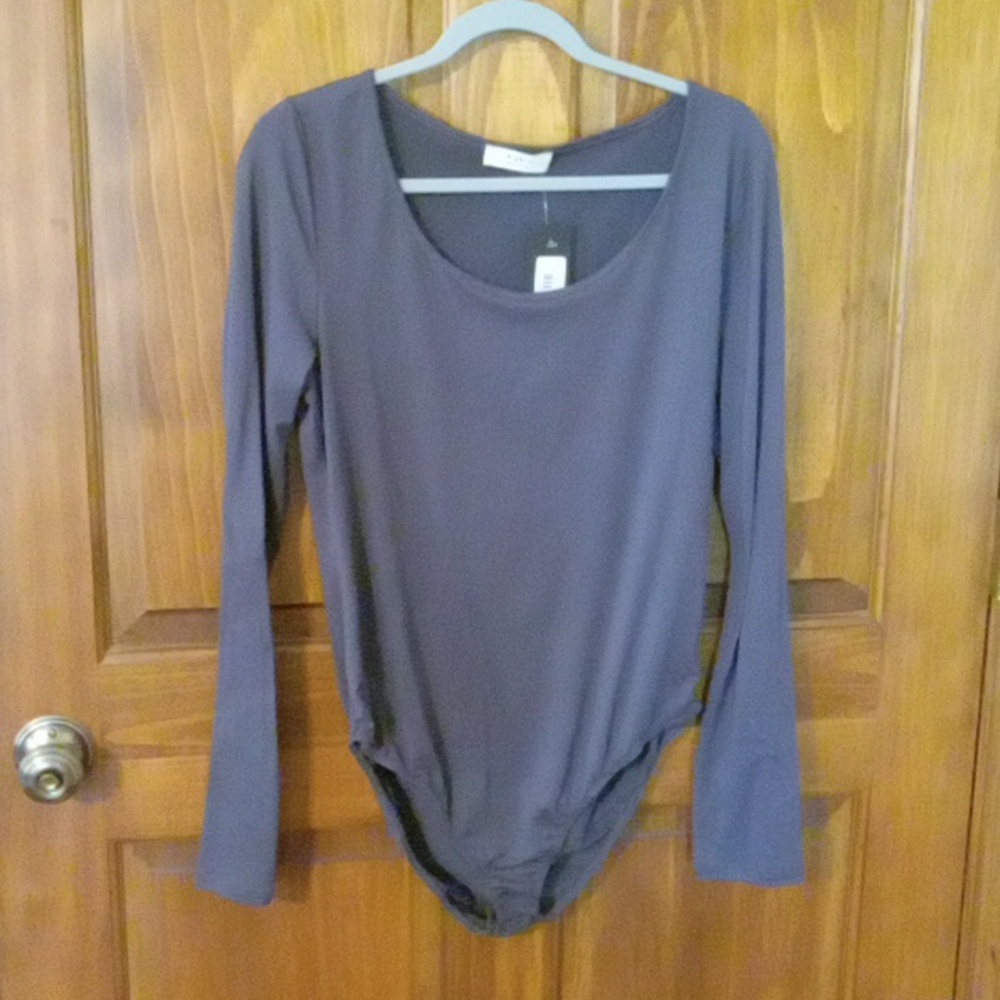 NWT a.gain Blissful Long Sleeve Bodysuit - Curvy  size 1x color Charcoal